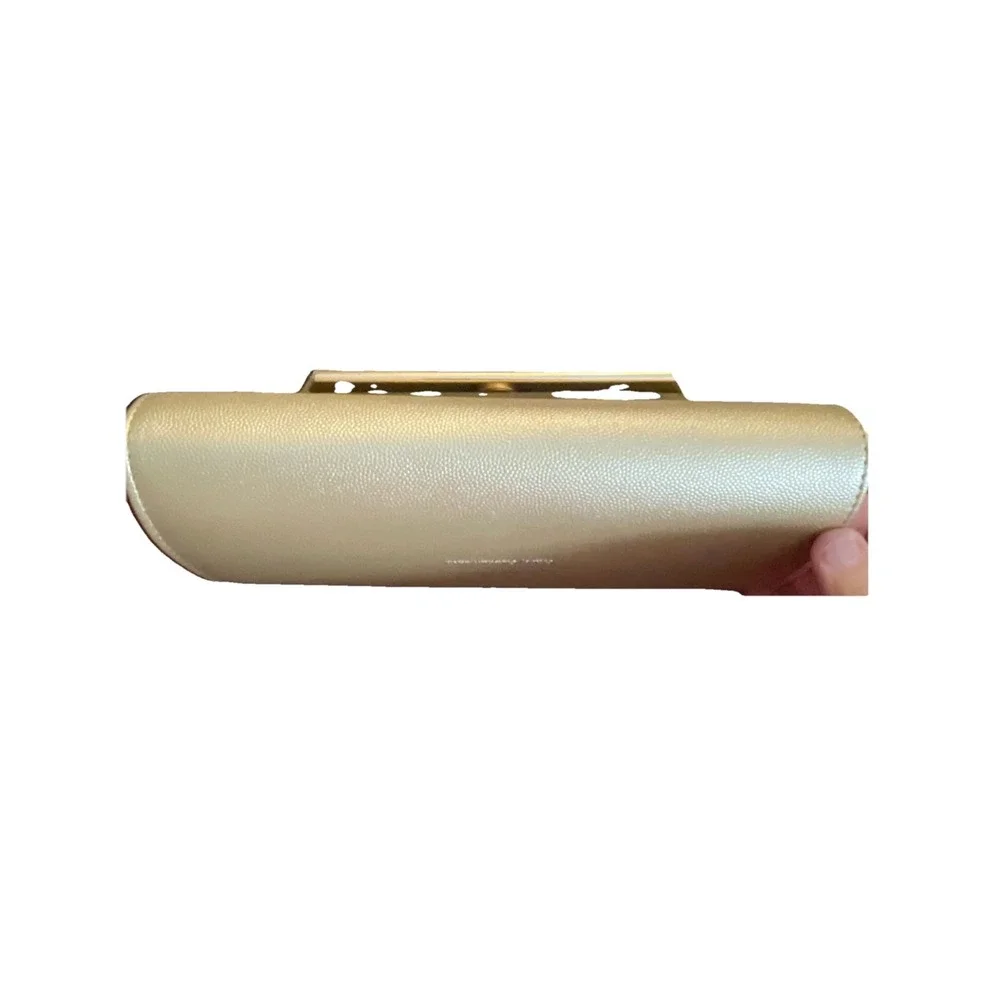NWT CXL By‎ Christian Lacroix Glam Gold Caviar Clutch W/ Crossbody Chain  $78